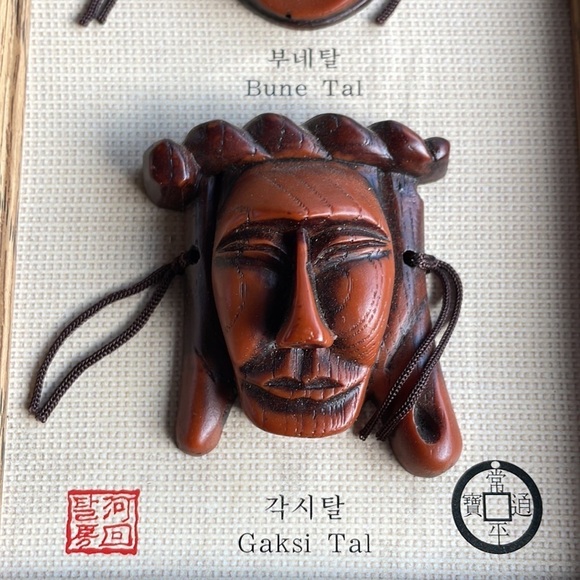 Vintage Korean Traditional Mask Image Framed Art - Picture 3 of 11